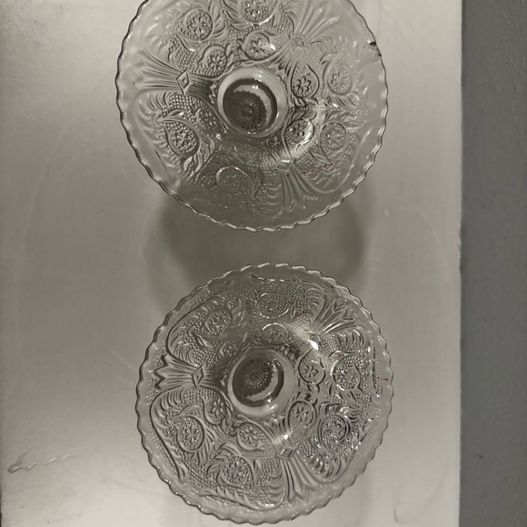 Vintage Duncan & Miller - Sandwich Clear Glass Set of 2 Candlesticks - Picture 4 of 5